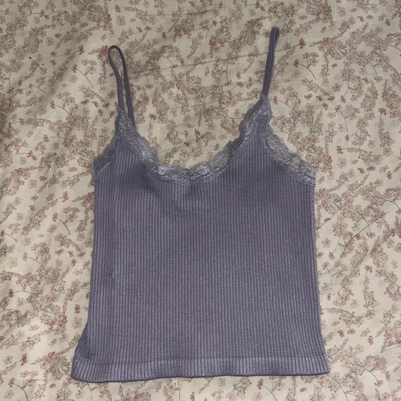 Lilac cropped tank with lace detail ! Cute and... - Depop