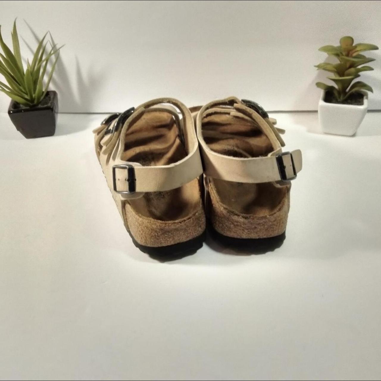 Birkenstock Women's Tan and Cream Sandals | Depop