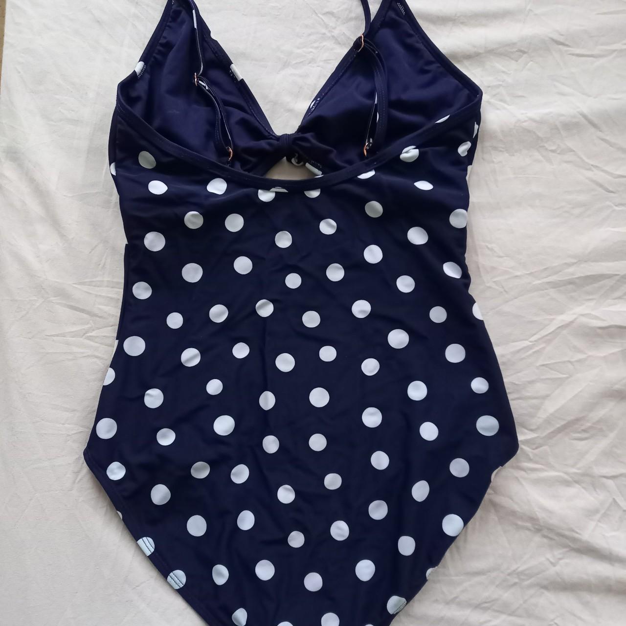 F&F Women's Navy and White Swimsuit-one-piece | Depop