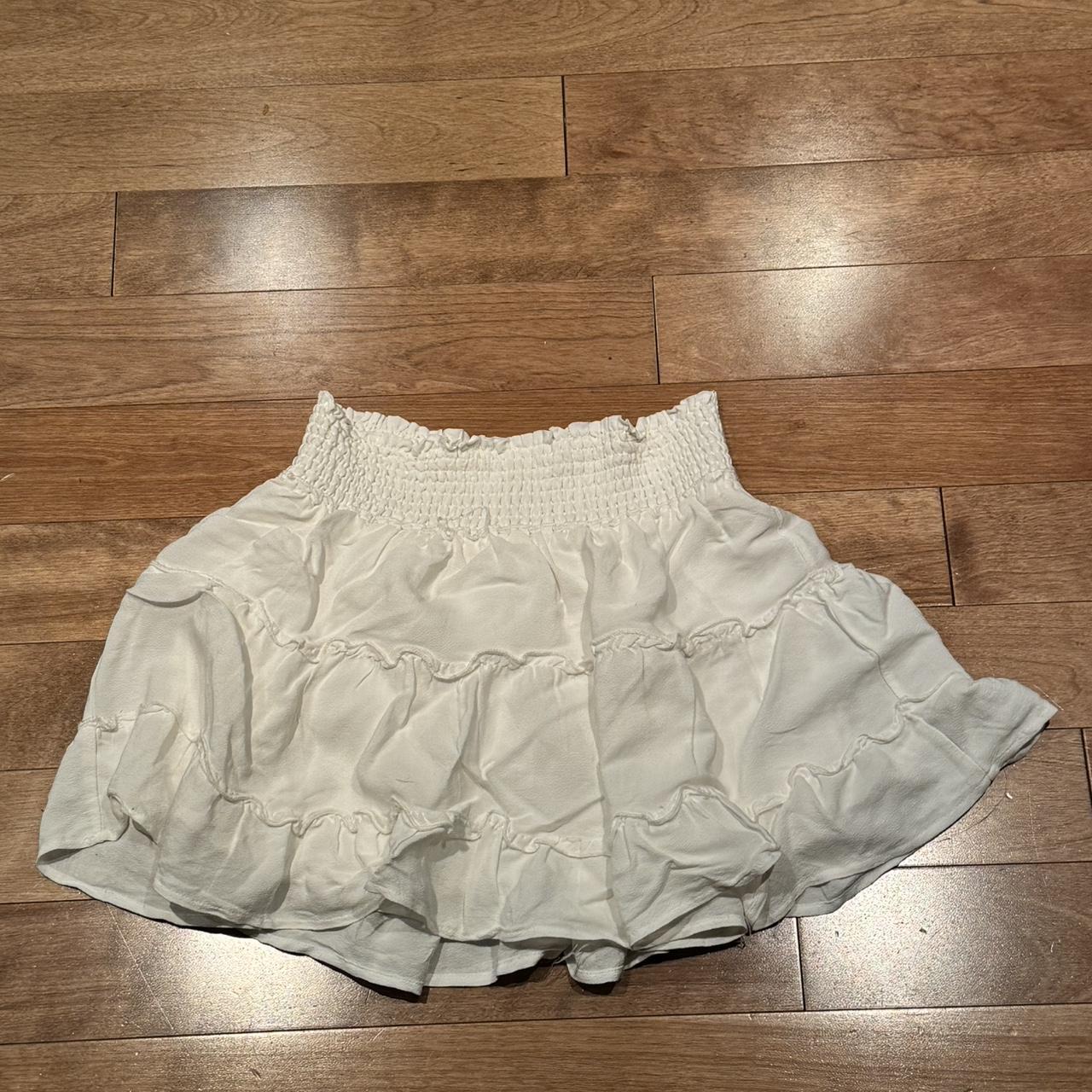 Garage White ruffle mini skirt with a