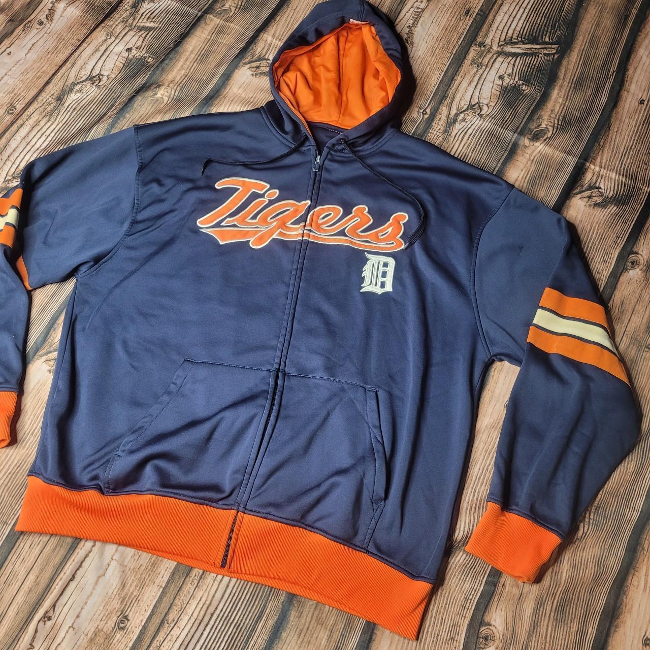 Vintage Detroit Tigers Hoodie Embroidered Logo - Majestic Men's XL