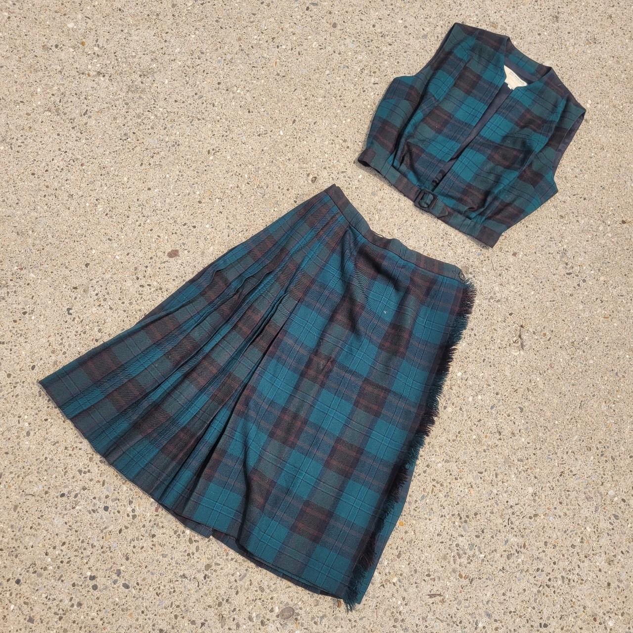 Green plaid skirt queen cheap size