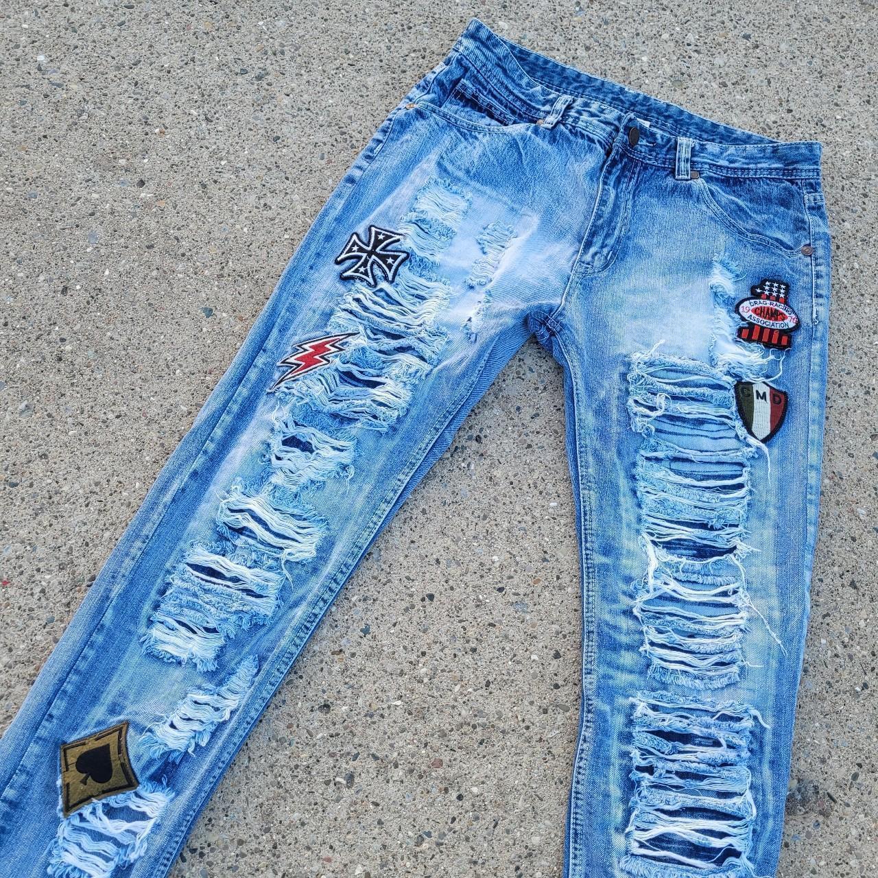 Vintage Y2K Distressed Patchwork Jeans, Free shipping...