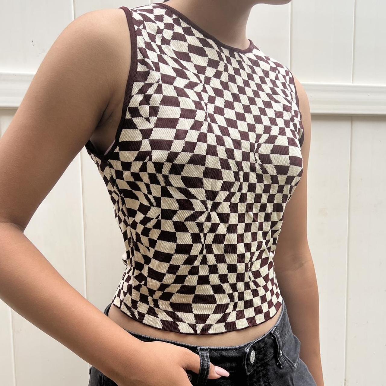 Paloma Wool M Checkered Top Brown | Depop