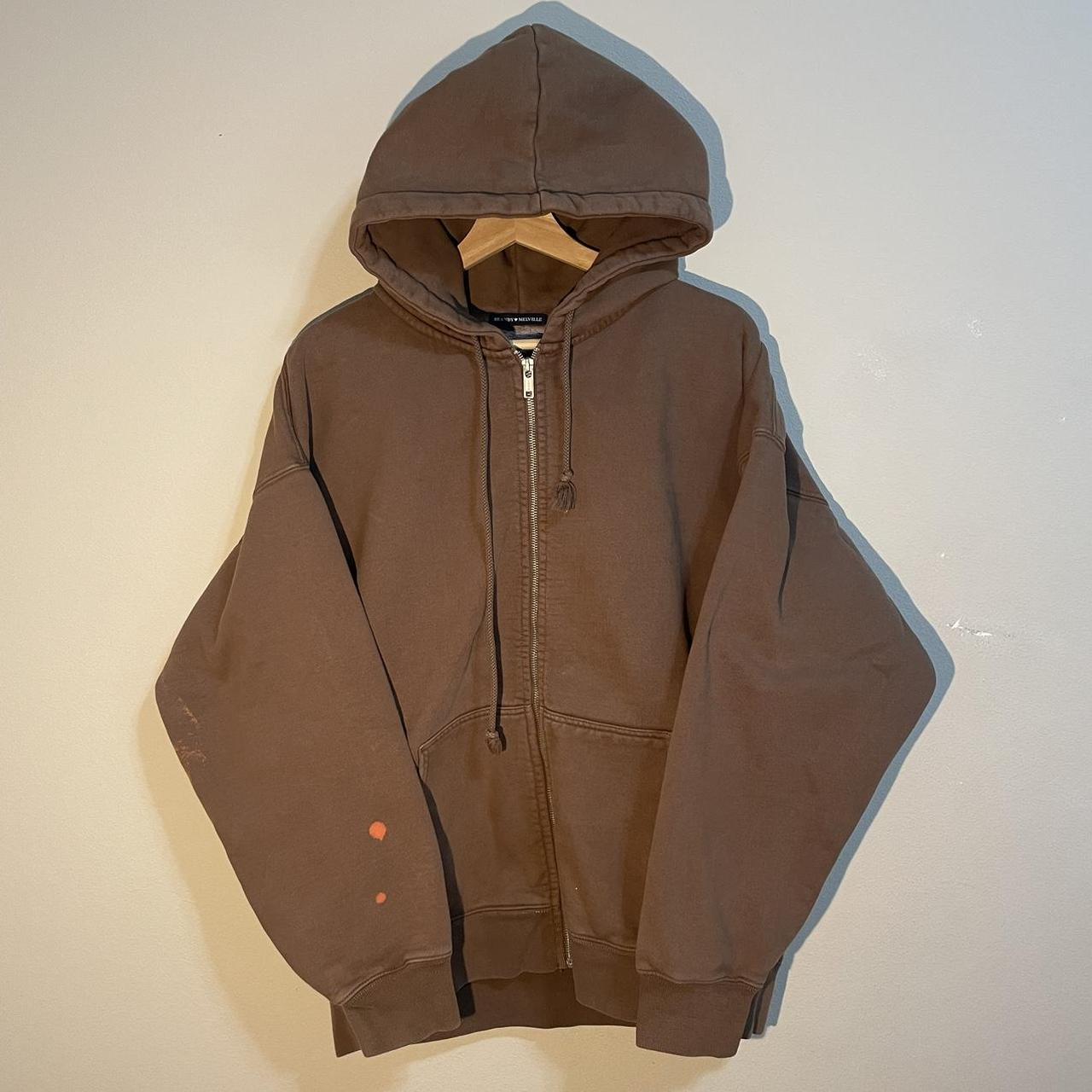 christy hoodie (brandy melville zip up) has a stain - Depop
