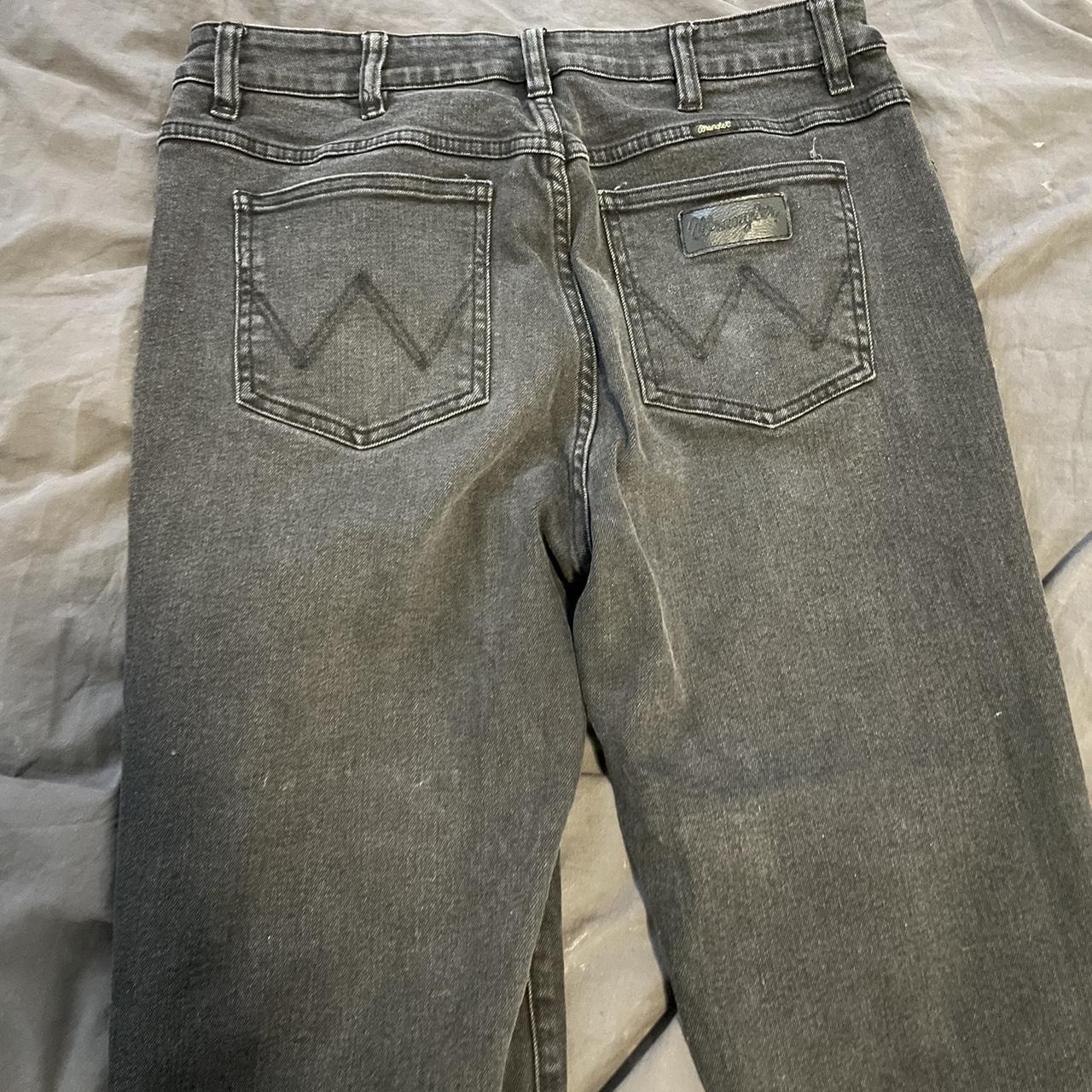 Black Denim Wrangler jeans 32 Plenty of wear left,... - Depop