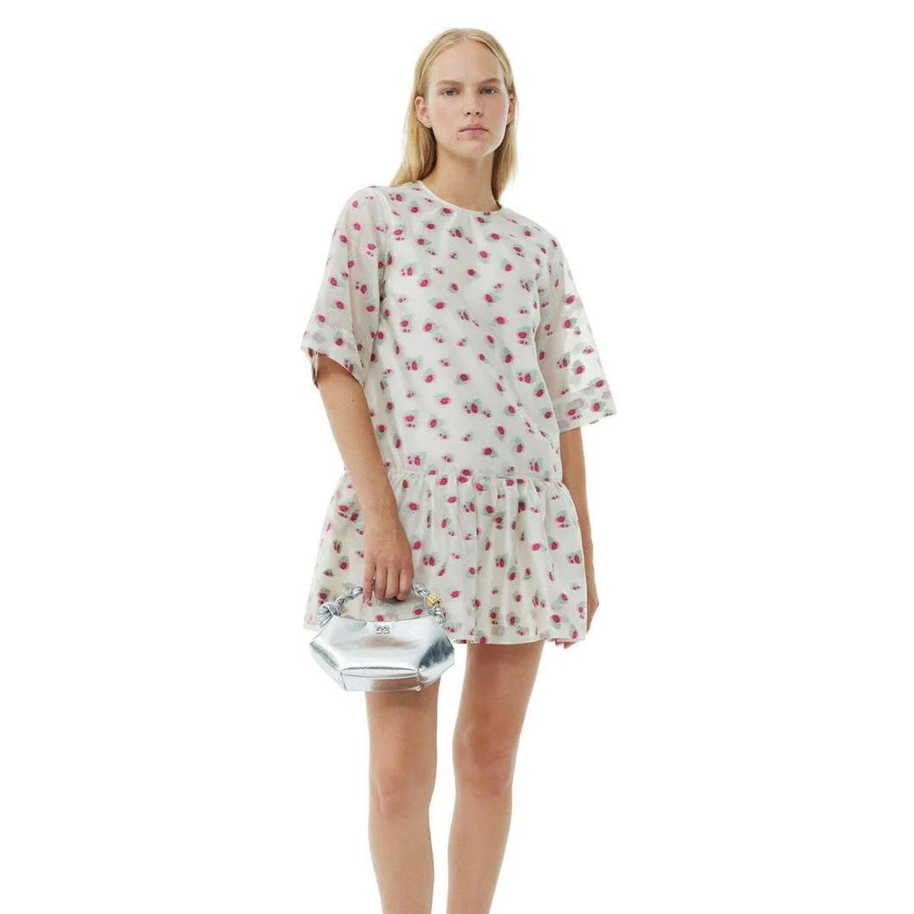 GANNI SS24 Organza Jacquard Open-Back Mini Dress Depop