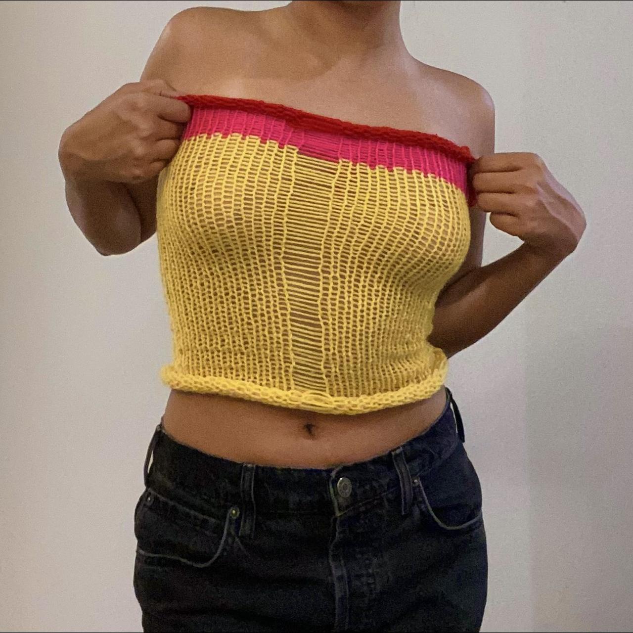 Knitted Tube Top Handmade by me with 100% acrylic - Depop