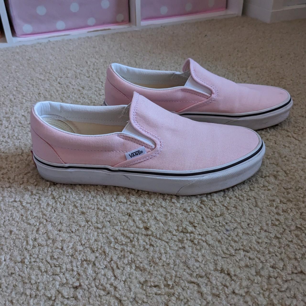 Baby pink slip on vans women's size 8 in good shape.... Depop