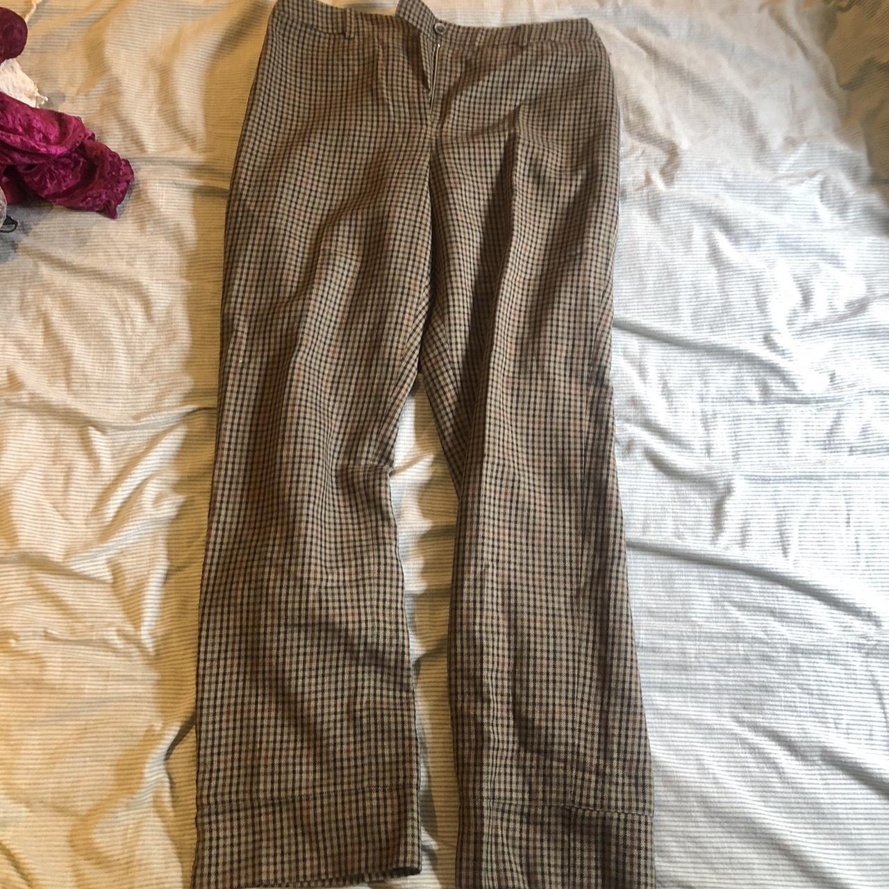 straight leg/ baggy tweed trousers size 10/12 very... - Depop