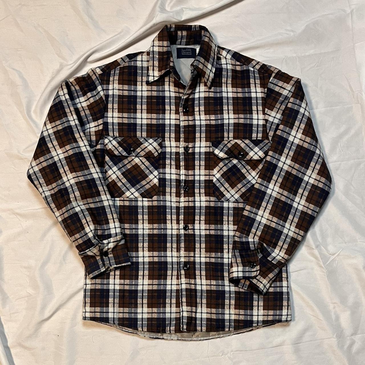 Vintage quilted flannel shirt jacket - size... - Depop