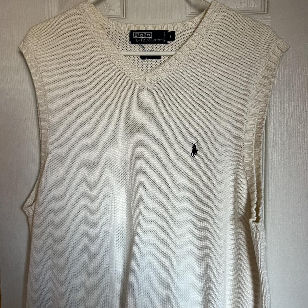 White Sweater Vest Ralph Lauren Large Perfect... - Depop