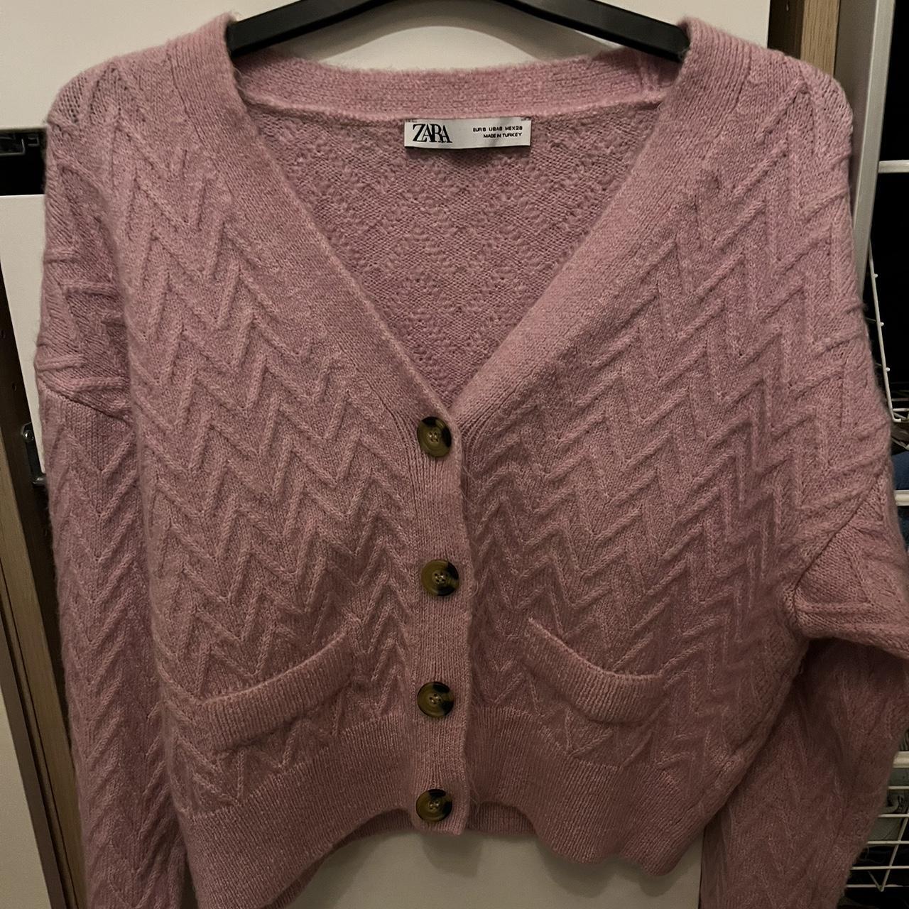Zara Women's Pink Cardigan Depop