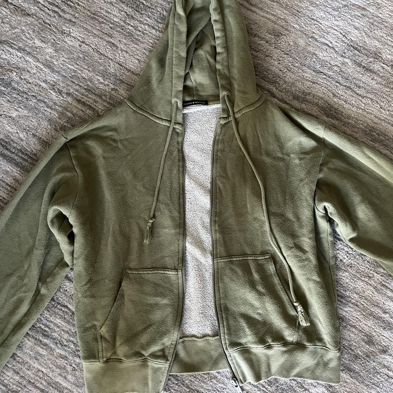 Brandy Melville Green Zip Up Jacket Sage Green Zip... Depop