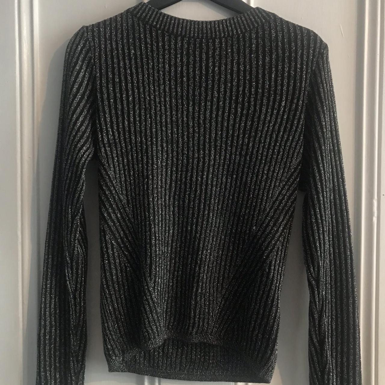 black & silver glitter striped/pinstripe jumper!... - Depop