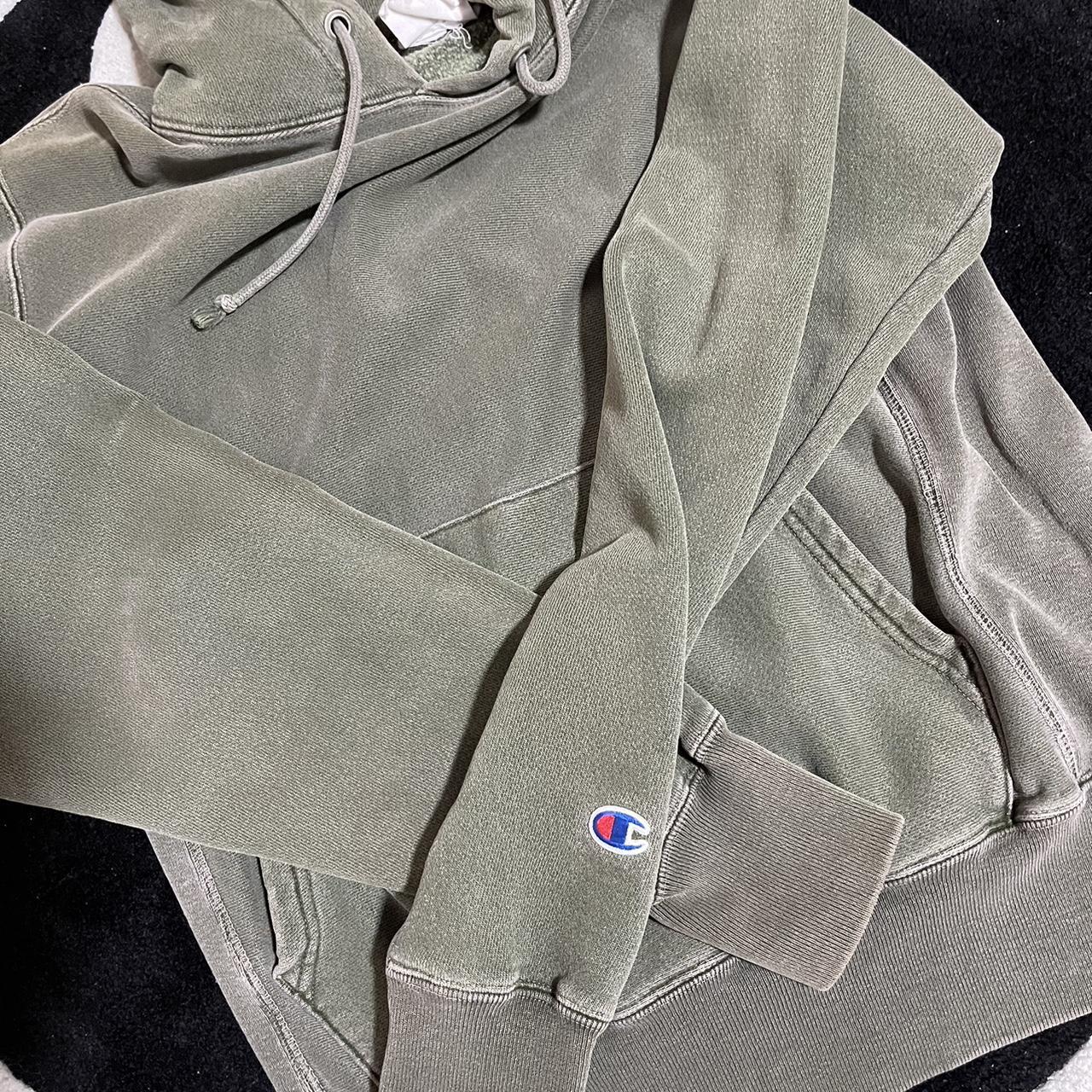 Vintage champion hoodie Color - faded forest green... - Depop