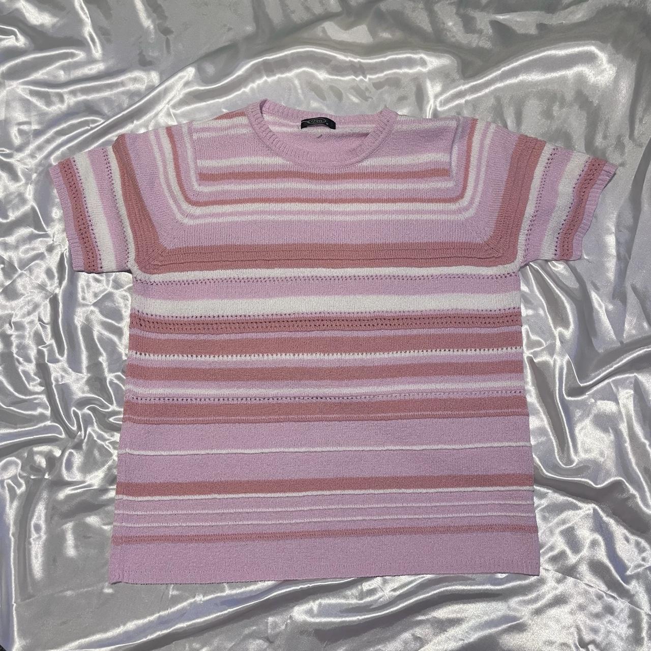 Women's Pink and White T-shirt | Depop