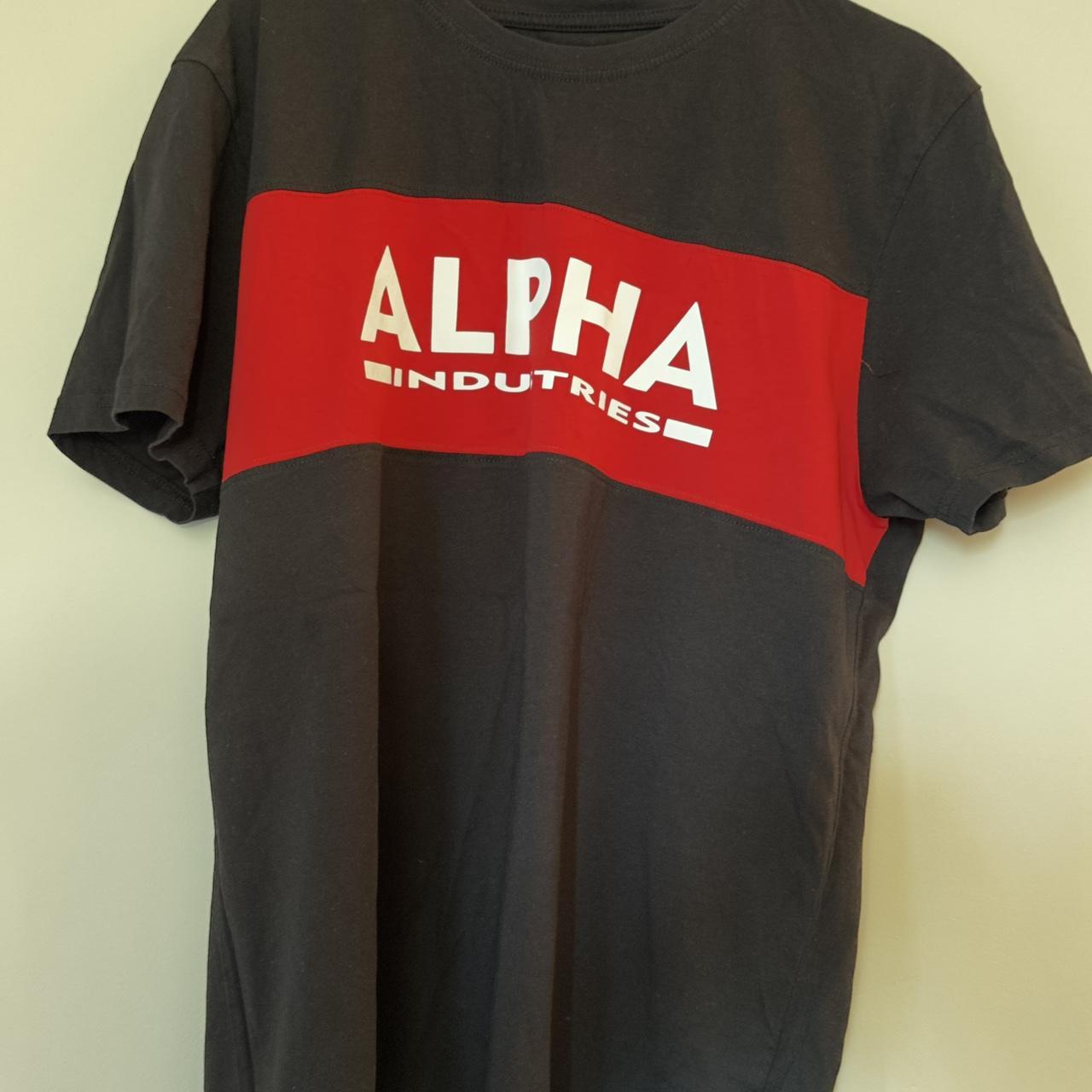 Alpha Industries tshirt Black Red graphic Like... - Depop
