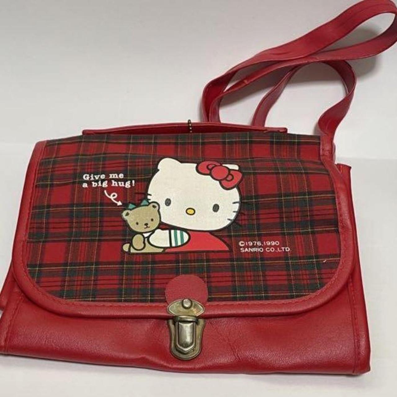 1990 RARE super cute plaid Hello Kitty shoulder bag - Depop