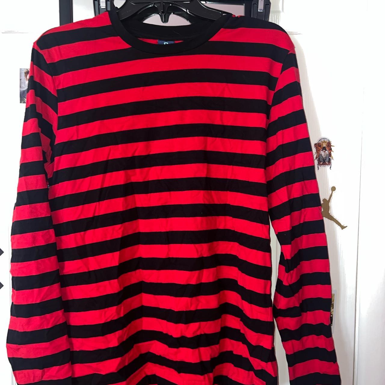 Red and black striped shirt Worn once Size: unisex... - Depop