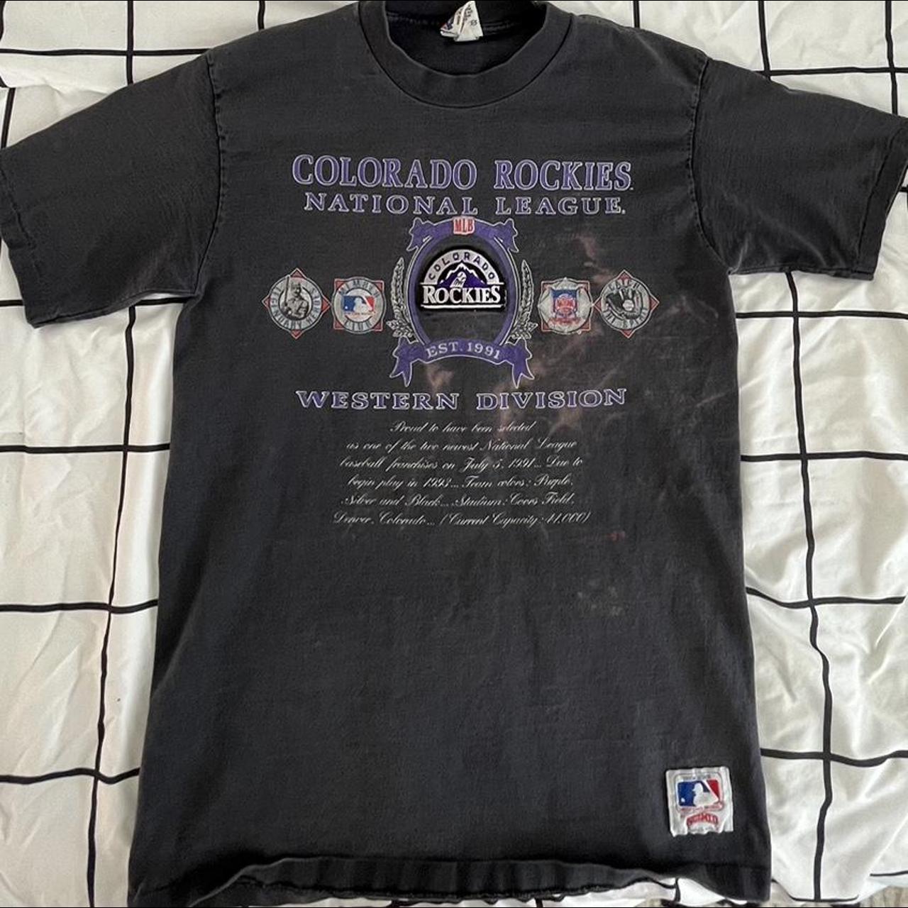 Vintage Colorado Rockies MLB T-Shirt XL White Gray 1991 Baseball