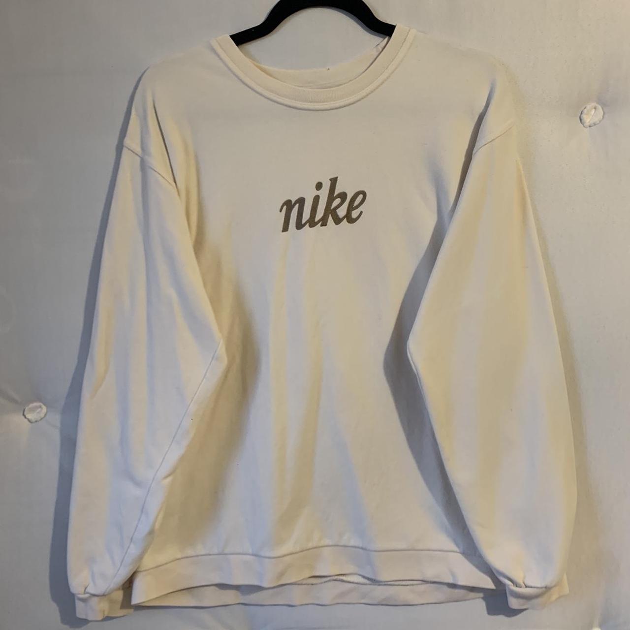 Nike Women's Cream and Tan Sweatshirt | Depop