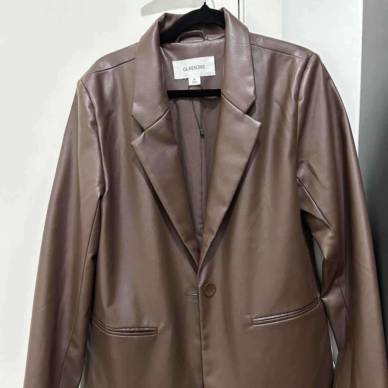 Cute brown leather blazer from Glassons. Only worn... Depop