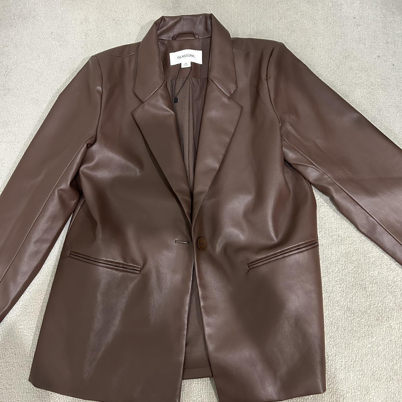 Cute brown leather blazer from Glassons. Only worn... Depop