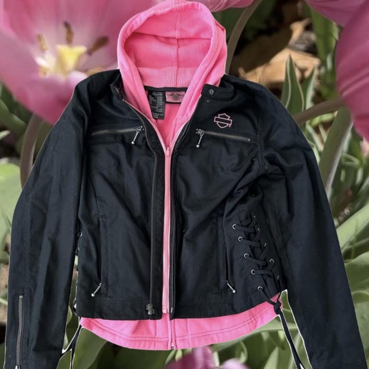 Black pink Harley Davidson lace up jacket Two in