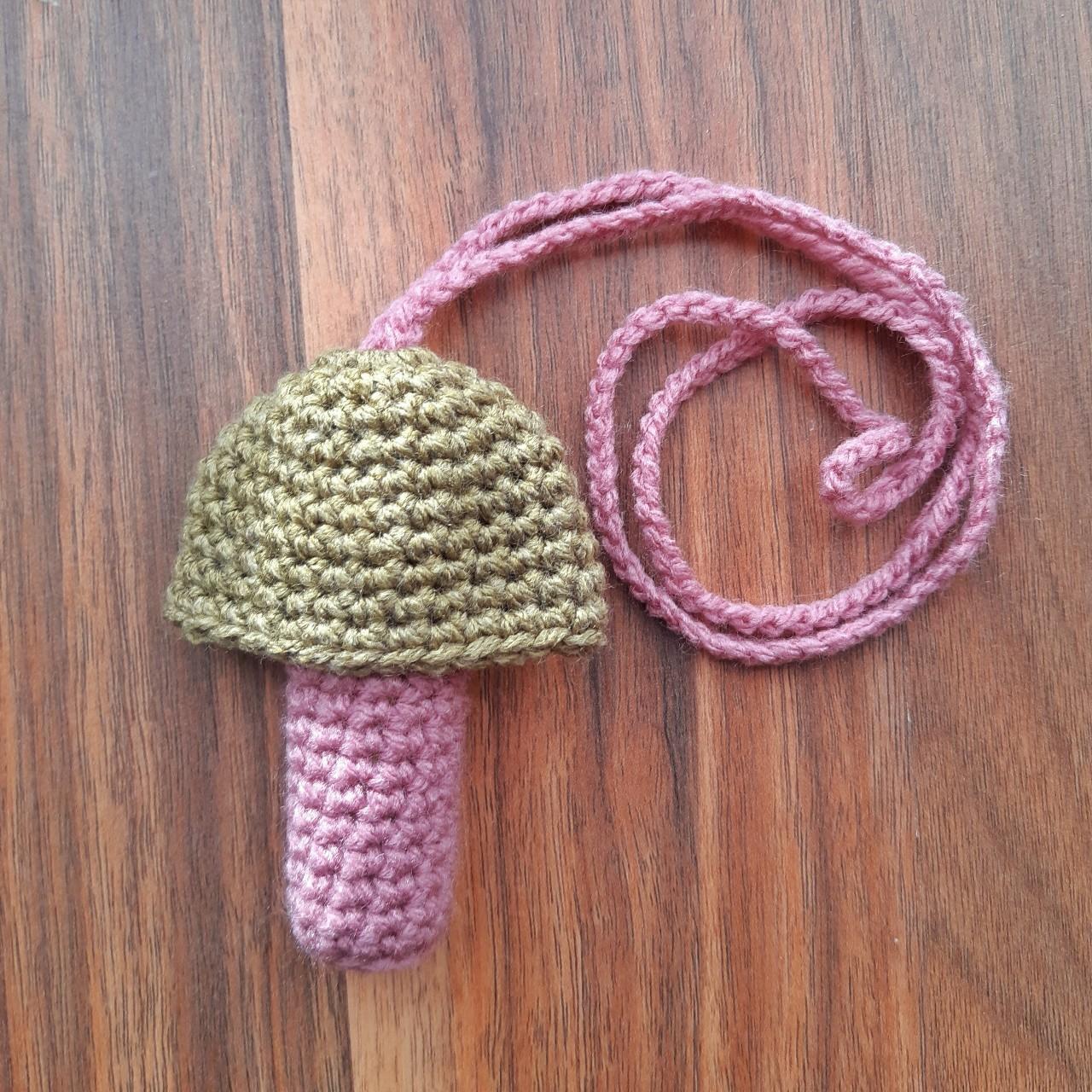 Handmade Crochet Mushroom Lighter Holder Pink and... Depop