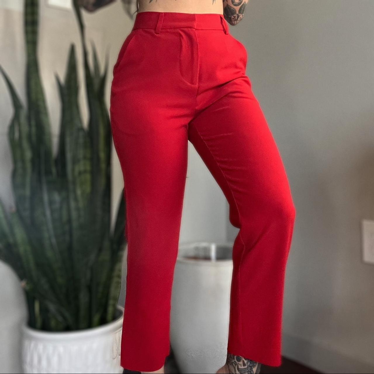 Red High Waisted Vintage Pants