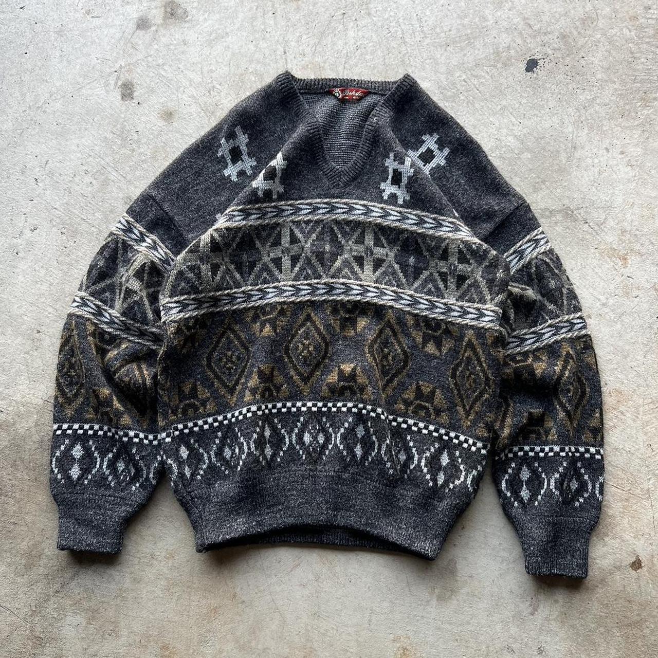 90's Knit Aztec Sweater Size L Great... - Depop