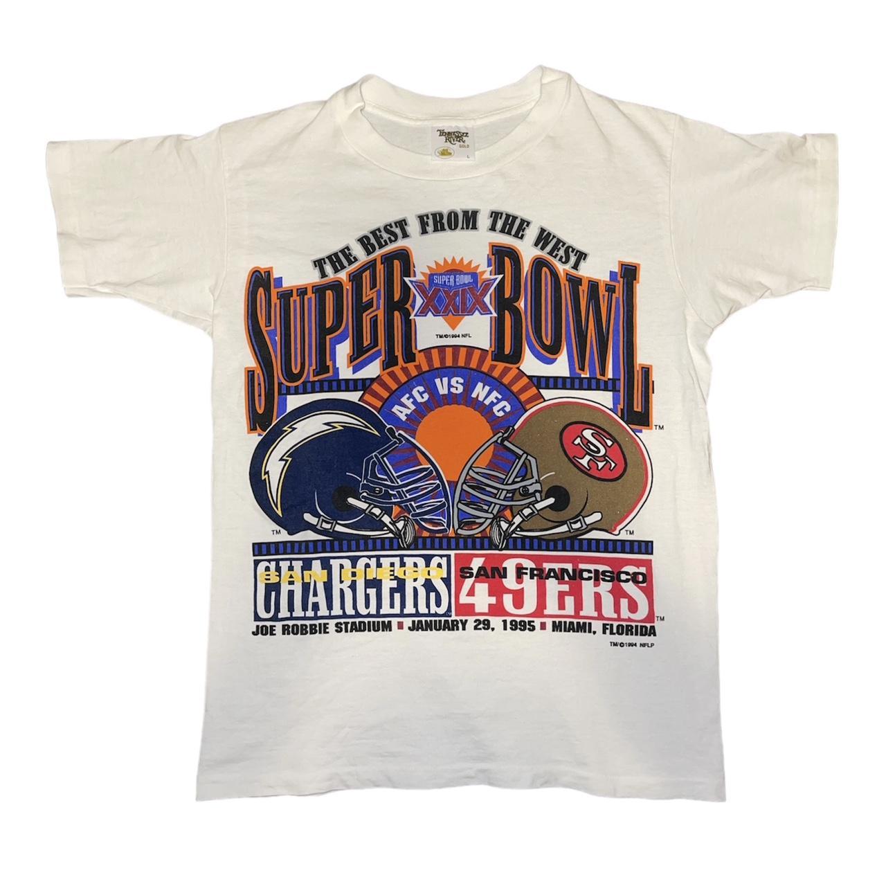 Vintage 49ers 5 time superbowl champs tee Single - Depop