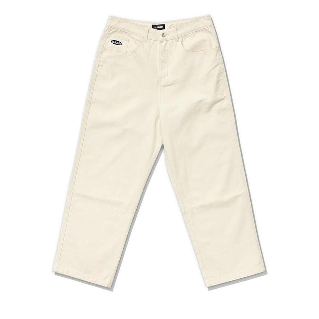 X-LARGE cream baggy jeans rarely worn as they Depop