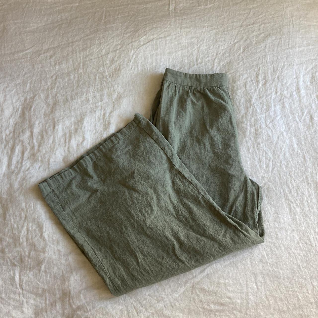 Olive Green Linen Pants Size L #linen #pants... - Depop