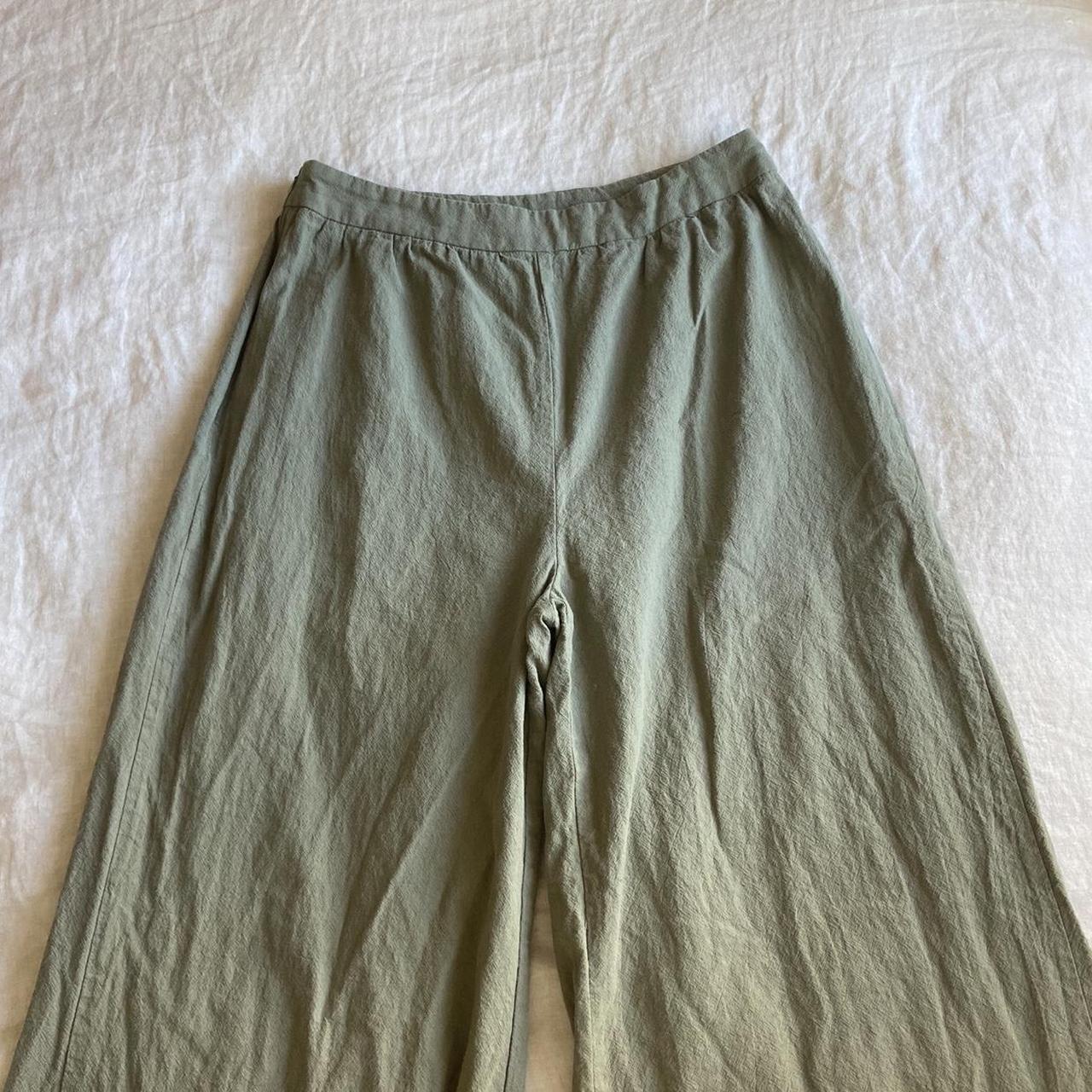 Olive Green Linen Pants Size L #linen #pants... - Depop