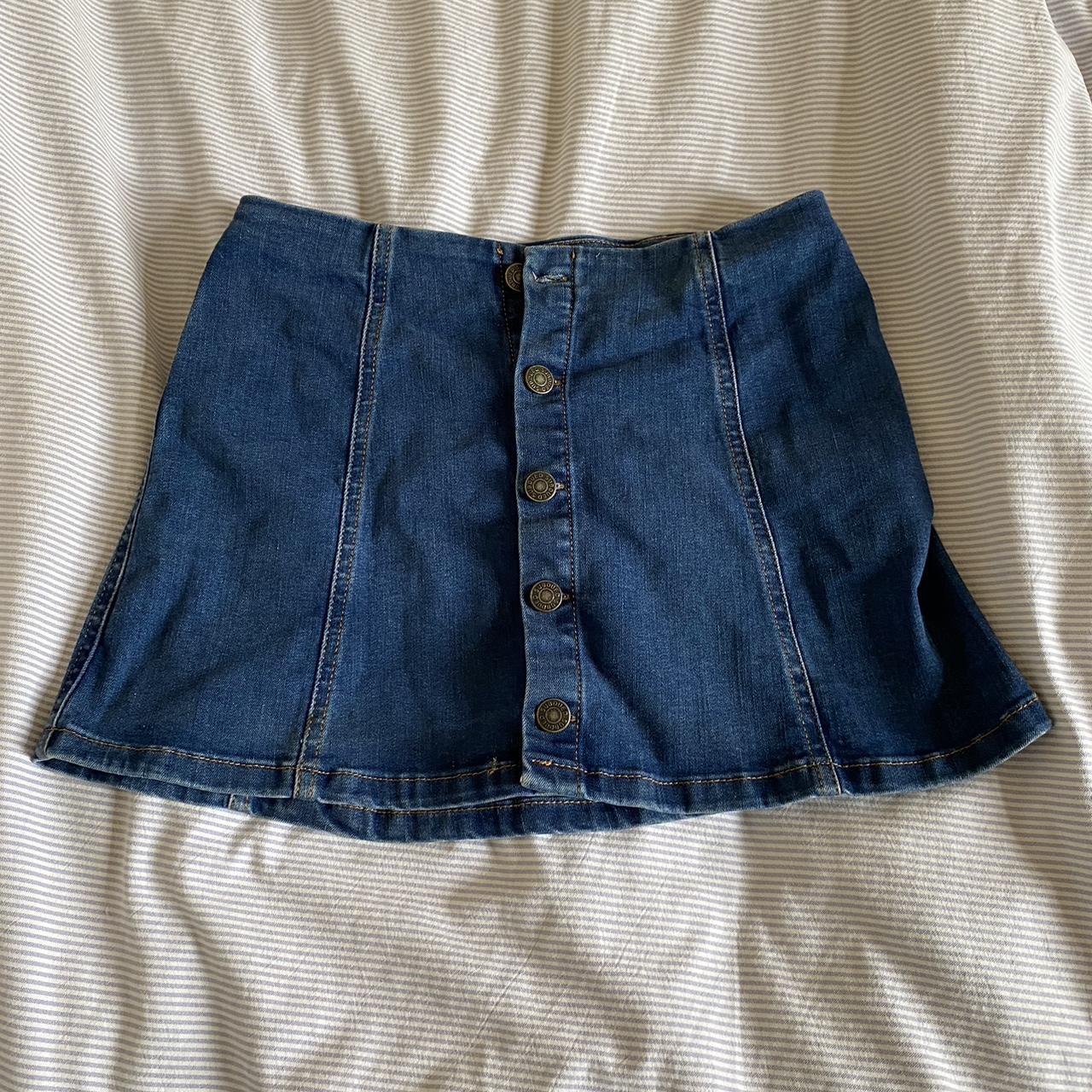 Cutest mini dark denim skirt from Subdued! Would fit... - Depop