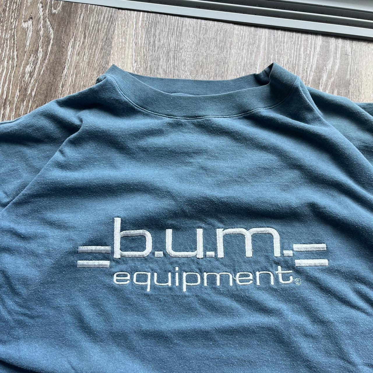 Vintage 90s B.U.M. Equipment Boxy T Shirt in a slate... Depop