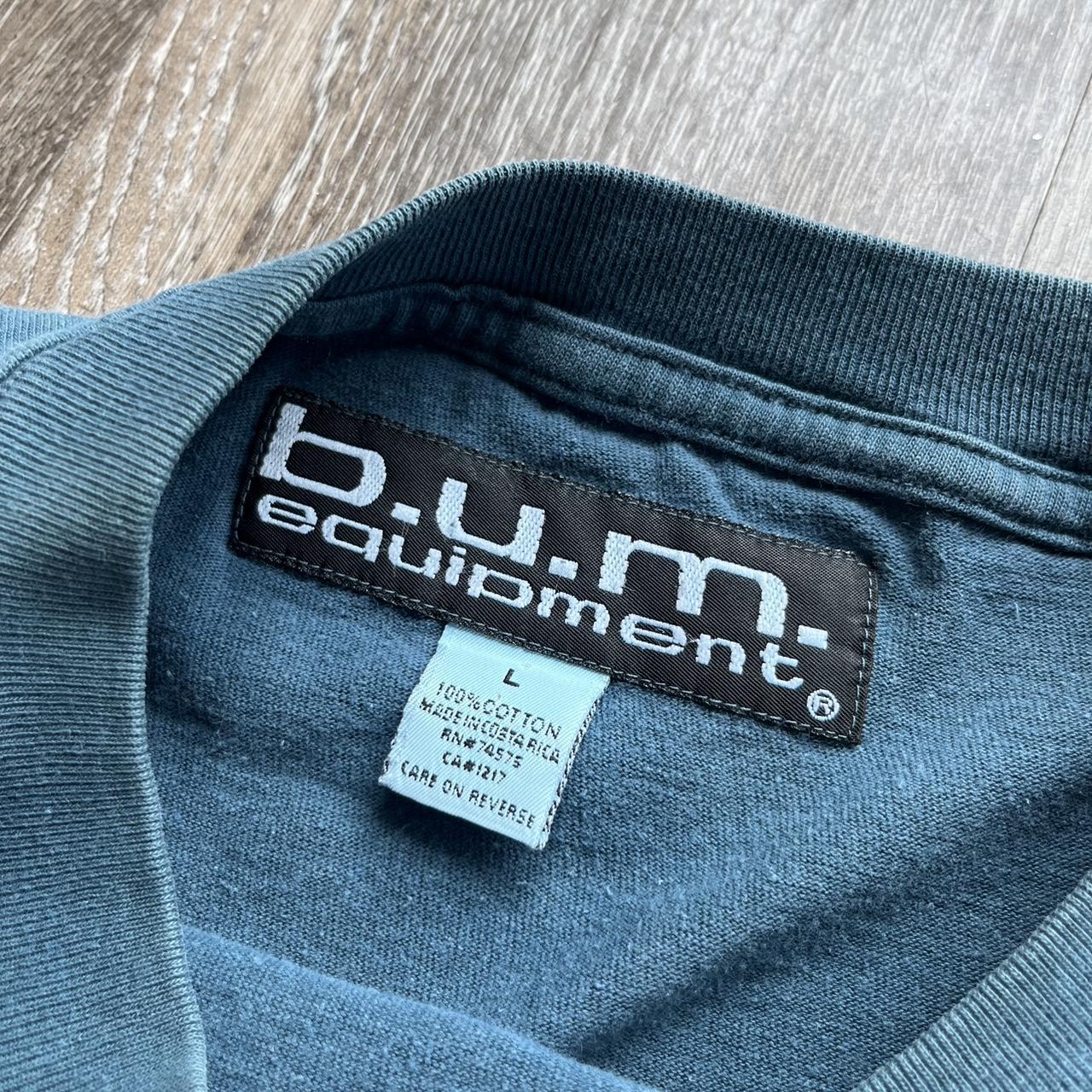 Vintage 90s B.U.M. Equipment Boxy T Shirt in a slate... - Depop