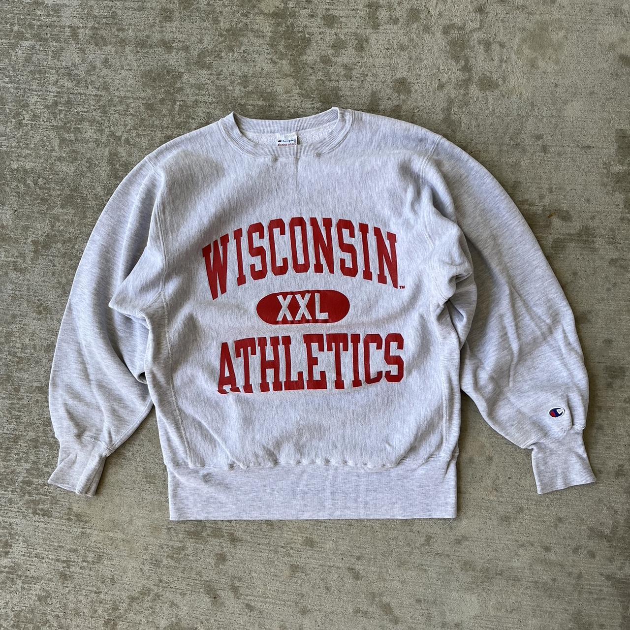 Vintage 90s Wisconsin Badgers Champion Reverse Weave... - Depop