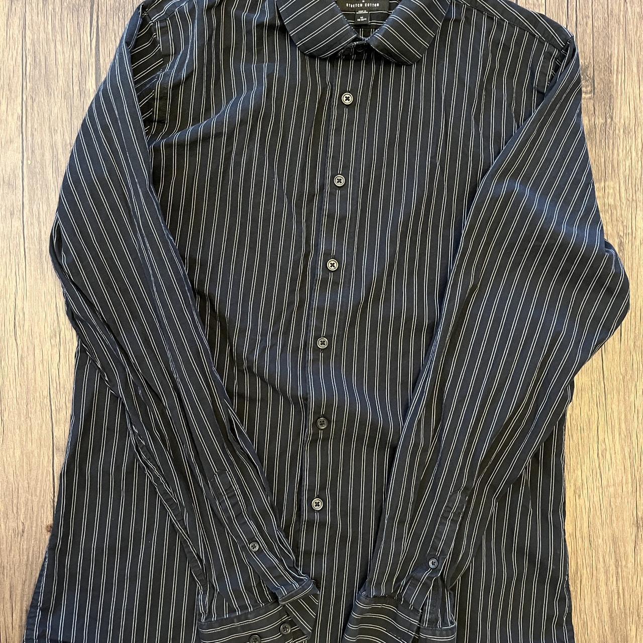 Slim black with white pinstripes Express 1MX button... - Depop