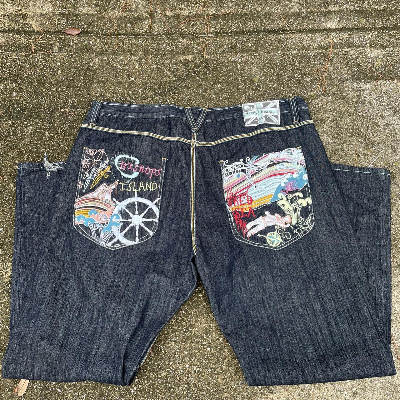 Vintage y2k artful dodger jeans butt print jeans... - Depop