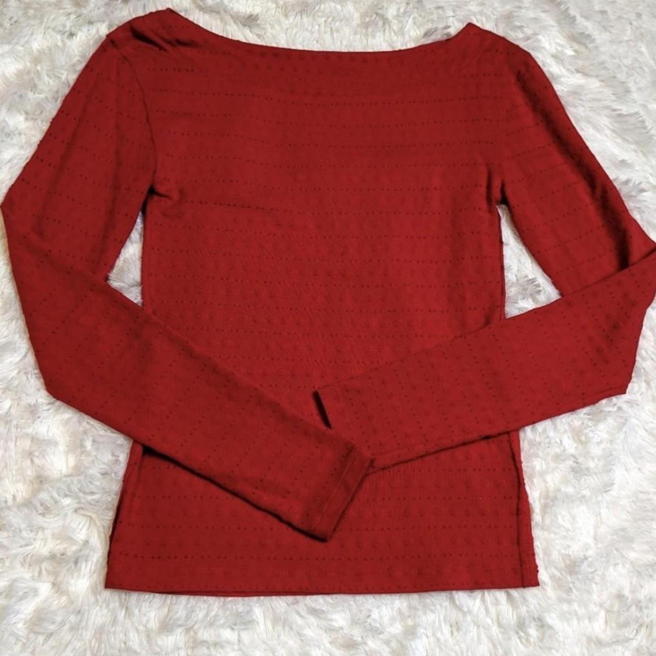 Free people red eyelet top. Off shoulder/boat neck - Depop