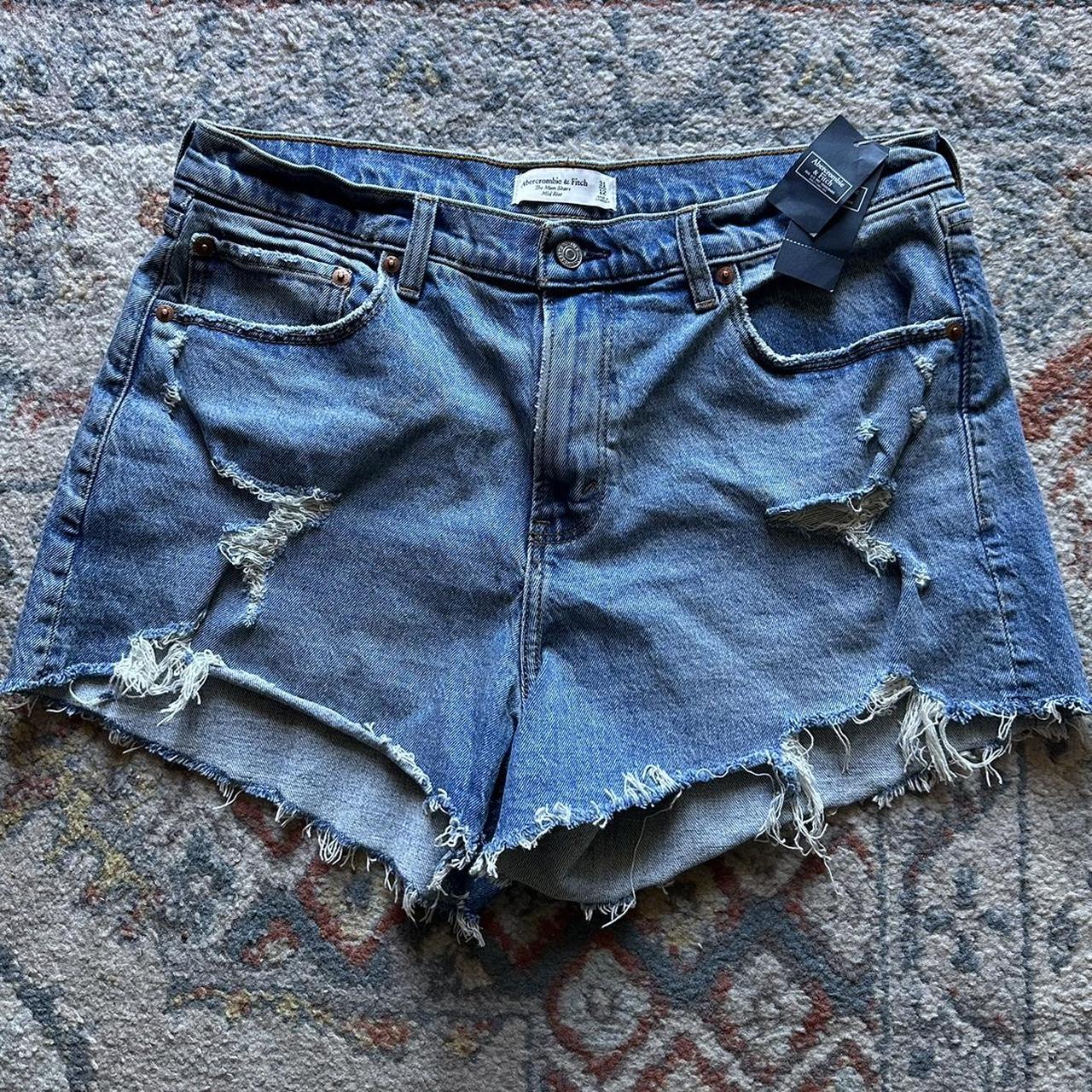 Distressed fashion mom jean shorts