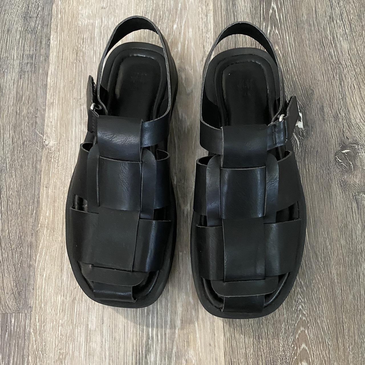 H&M vegan leather fisherman sandals. Velcro closing.... - Depop