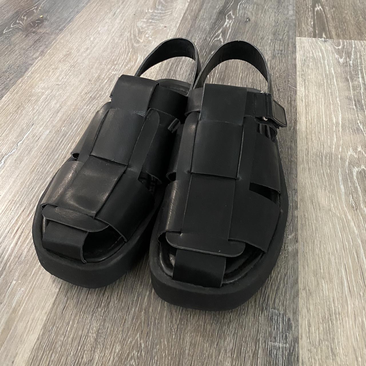 H&M vegan leather fisherman sandals. Velcro closing.... - Depop