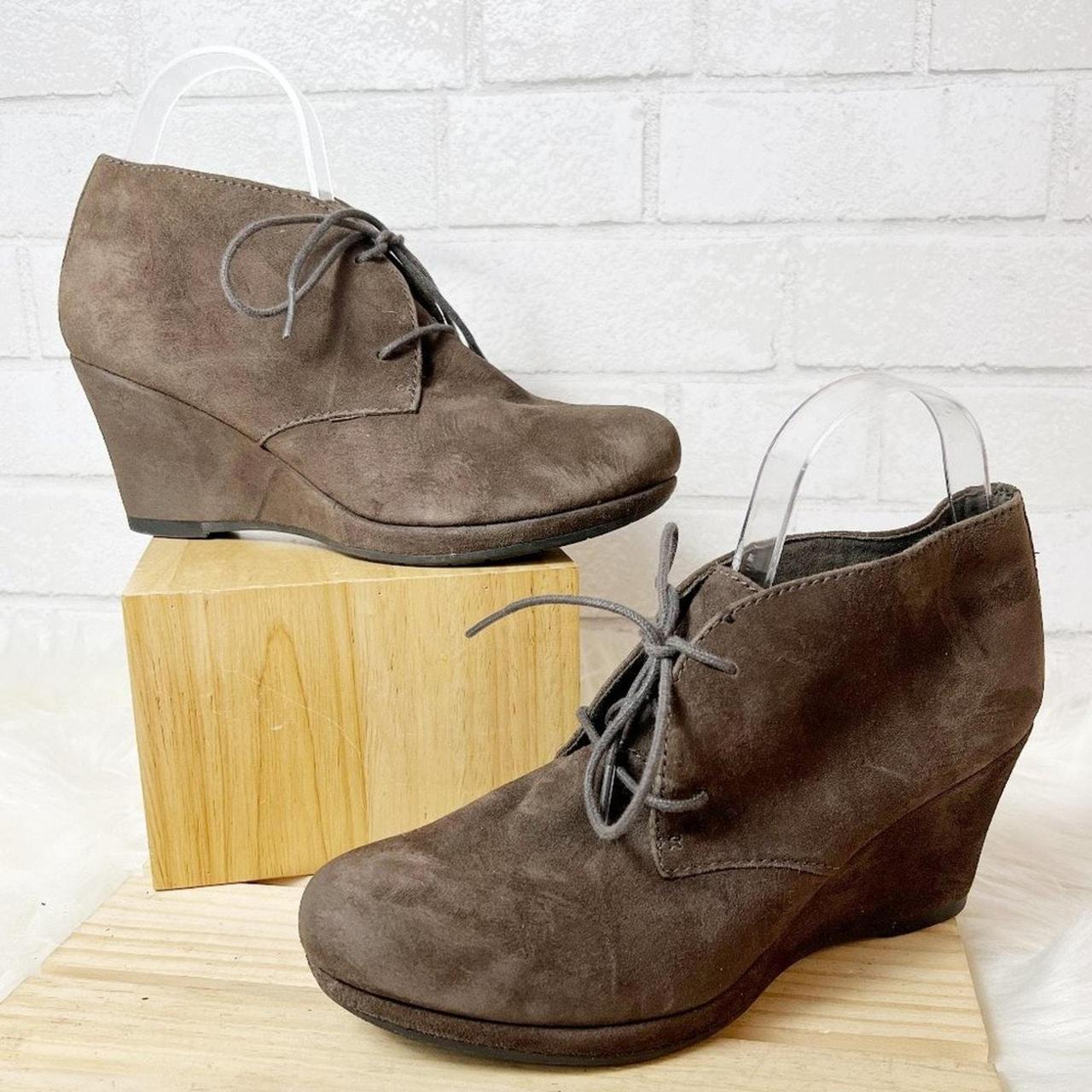 Clarks Camryn Bronte Suede Taupe Brown Wedge Ankle. Depop