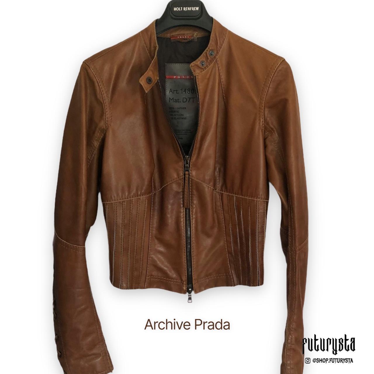 Authentic Vintage Prada Leather Jacket Flattering | Depop