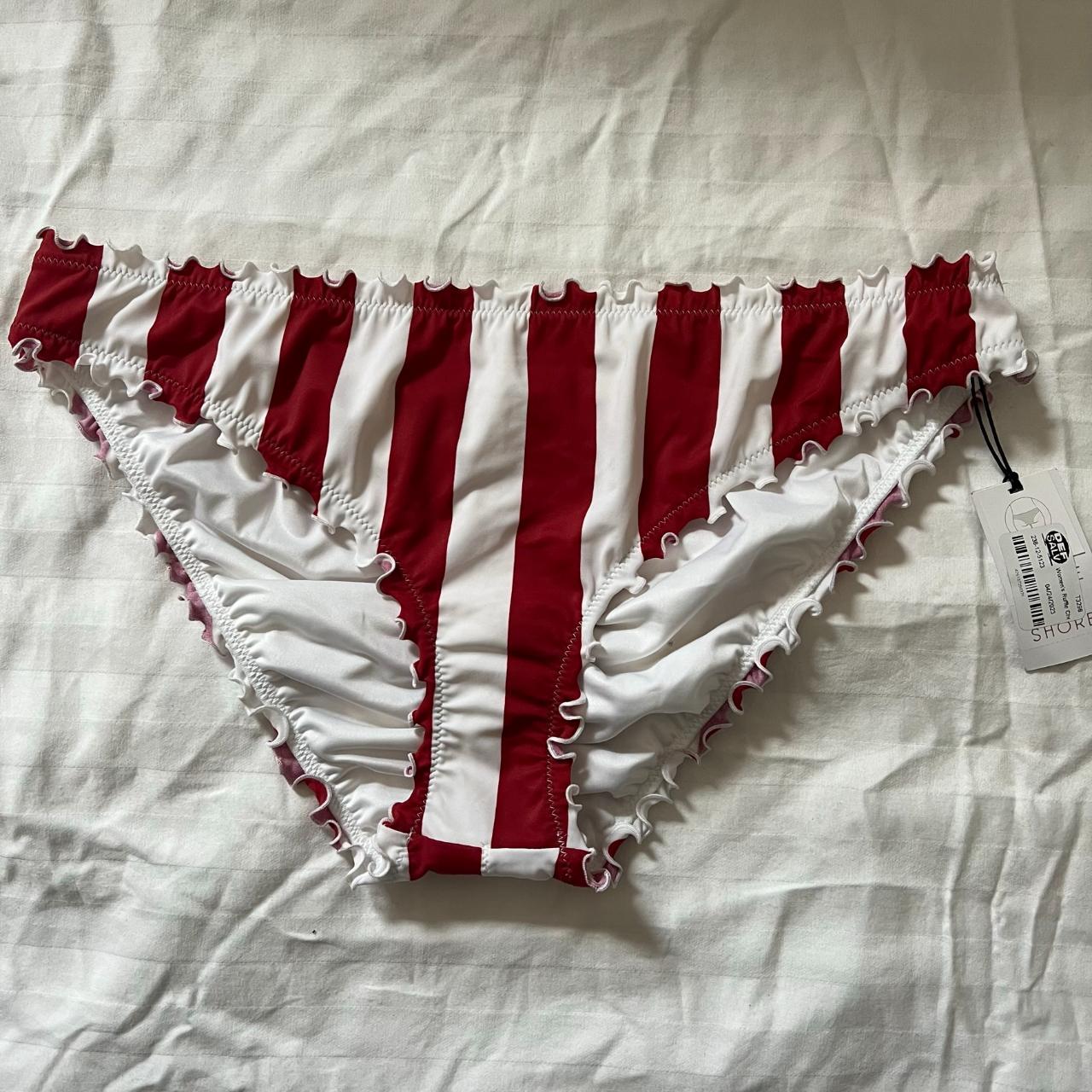 Shade & Shore Women's White and Red Bikini-and-tankini-bottoms | Depop