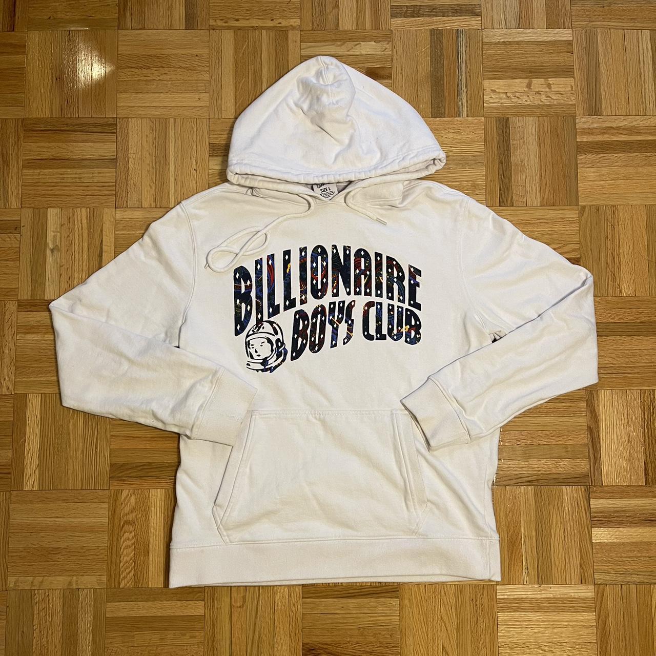 Billionaire boys club essential white hoodie with... - Depop